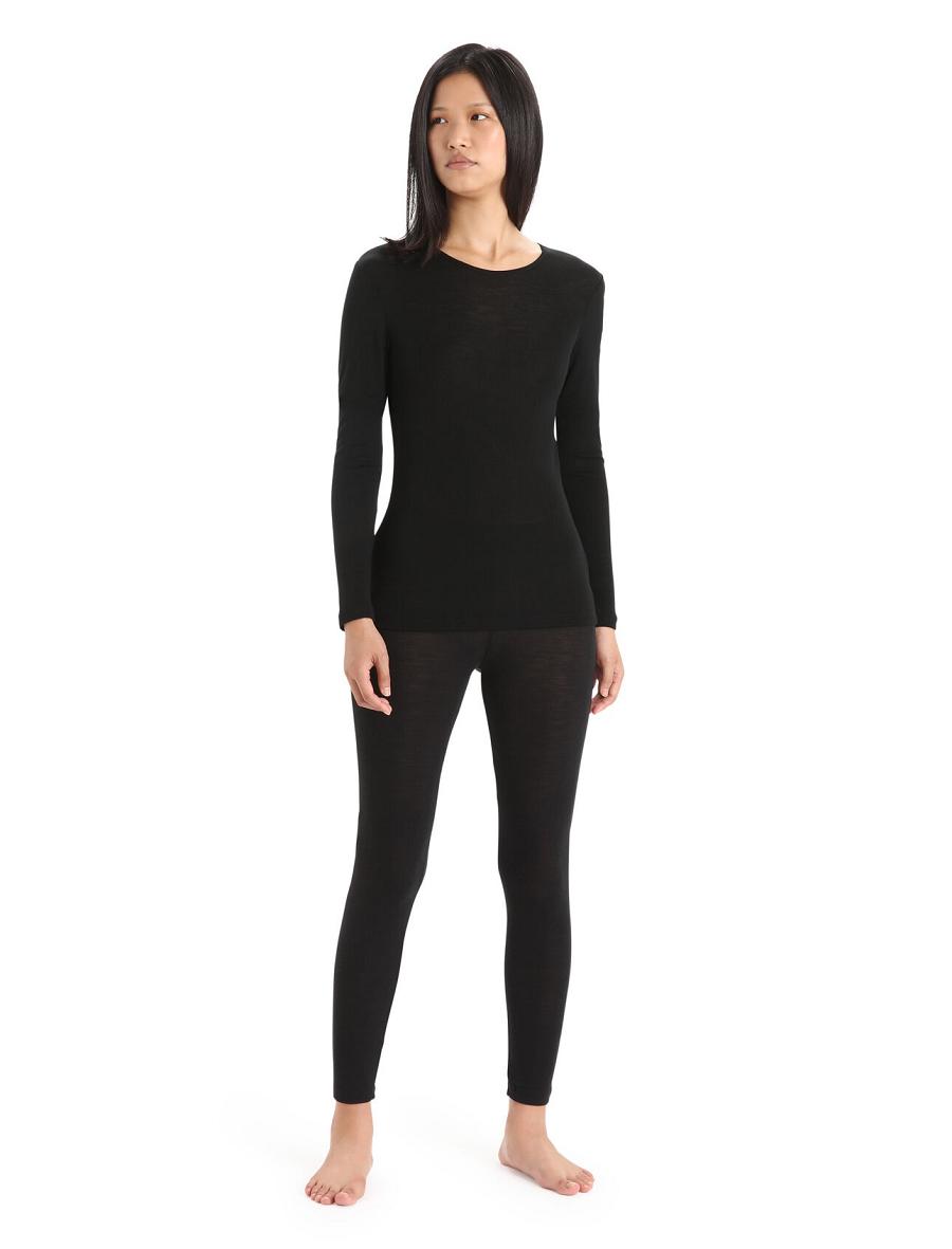 Women's Icebreaker Merino 175 Everyday Thermal Leggings Base Layers Black | CA 1047OKIR